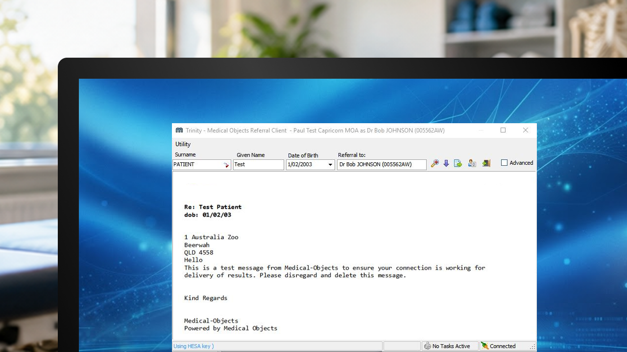 Referral Client software interface
